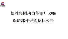 德勝集團(tuán)動(dòng)力能源廠(chǎng)50MW鍋爐部件采購(gòu)招標(biāo)項(xiàng)目